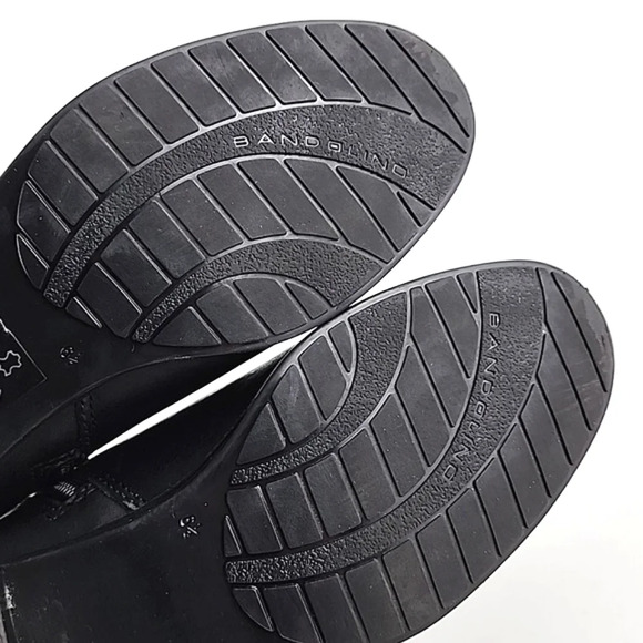 Bandolino Carrington Black Leather Ankle Boots Block Heel Gold Accents Size 6.5M - Picture 13 of 16